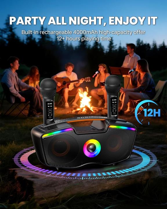Immagine prodotto Sorda Bluetooth-Karaoke-Maschine SD-219 mit 2 Mikrofonen (12 h)