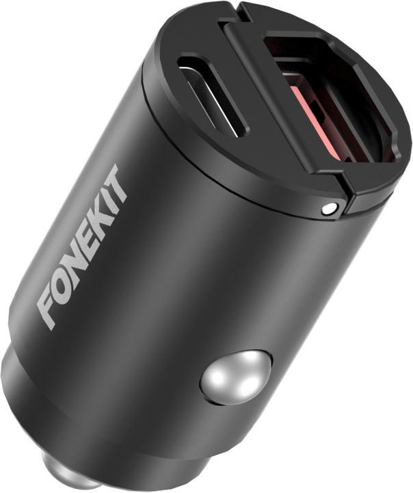 FoneKit PD 30W Car Charger, USB-A + USB-C