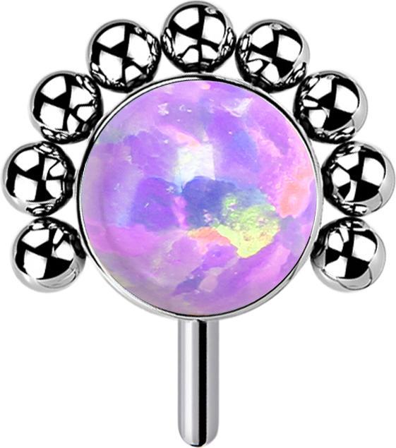 Actual product image Star Piercing Threadless silver front ball half flower opal violet (without brass, Titanium)