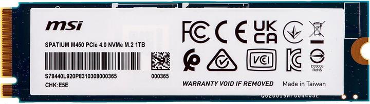 Actual product image MSI Spatium M450 (1000 GB, M.2 2280)