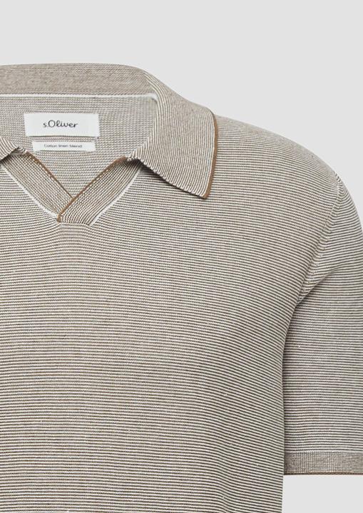 Produktbild s.Oliver Strickpullover Gestricktes Poloshirt aus Leinenmix (S)