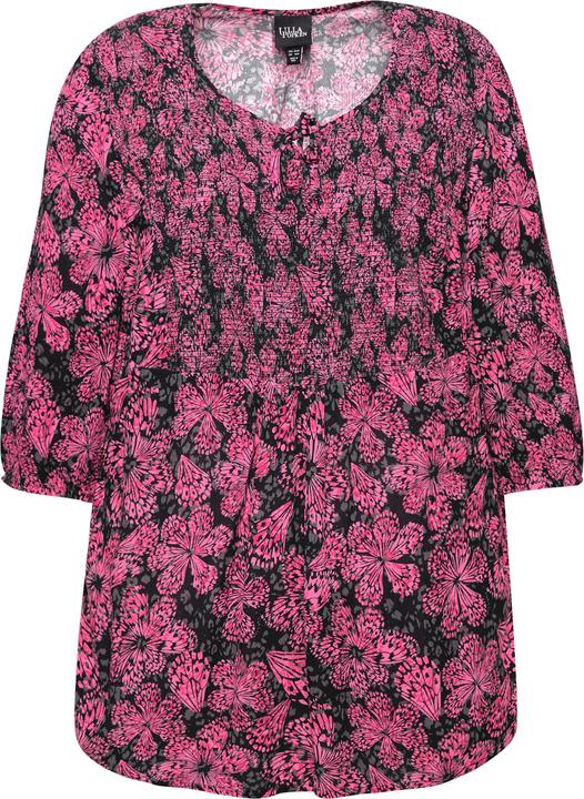 Produktbild Ulla Popken Smokbluse, floraler Druck, Rundhals, 3/4-Arm (50, 52)