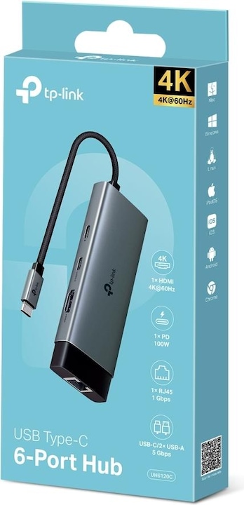 Actual product image TP-Link USB Hub USB Type-C 6-Port Hub UH6120C (USB-C, 6 Ports)