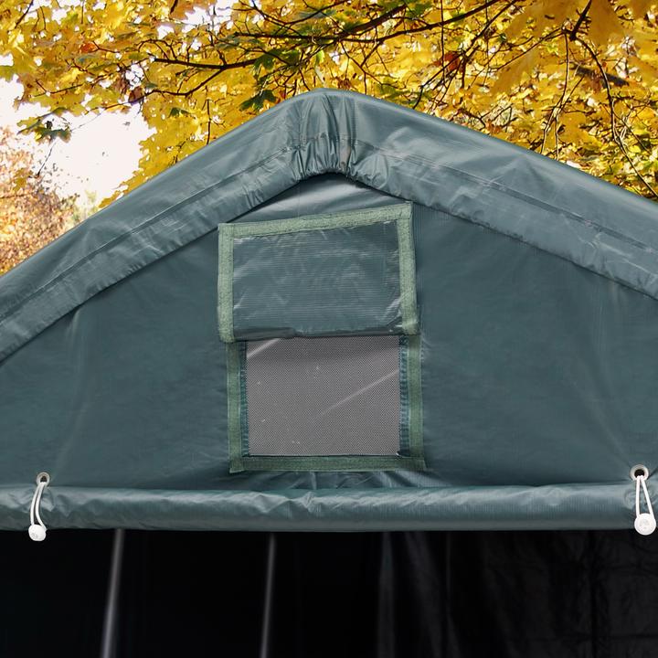 Actual product image Toolport Zeltgarage ca. 2,4 x 3,6 m PREMIUM Carport PE 600 N Plane Unterstand Lagerzelt Garage in dunkelgrün