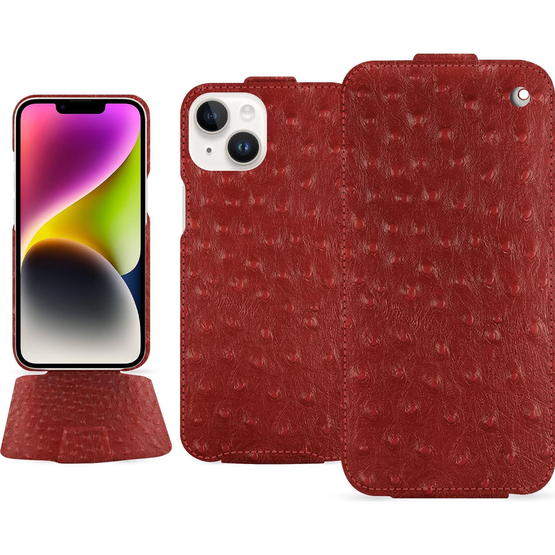 Thumbnail - Noreve Lederschutzhülle vertikal (Apple iPhone 15 Plus), Smartphone Hülle, Rot