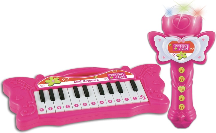 Immagine prodotto Bontempi Mini tastiera a farfalla con microfono per karaoke - Rosa