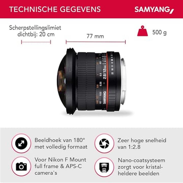 Produktbild Samyang 12mm F2.8 Nikon AE (Nikon F, Vollformat)