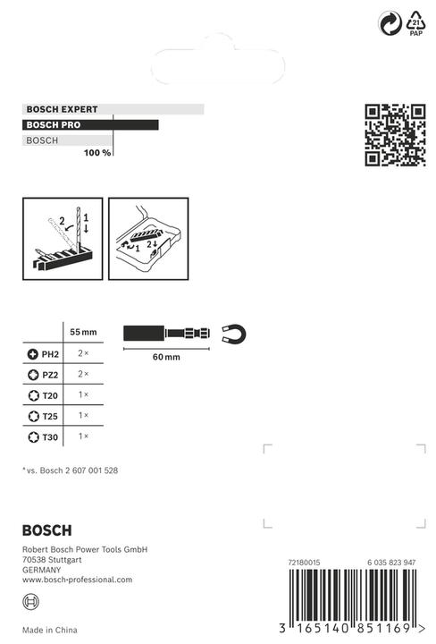 Produktbild Bosch Professional Zubehör Schrauberbit Impact Control Power Bit Pack, 8-tlg. T20, T25, T30, 2x PH2, 2x PZ2 (Innensechsrund TX)