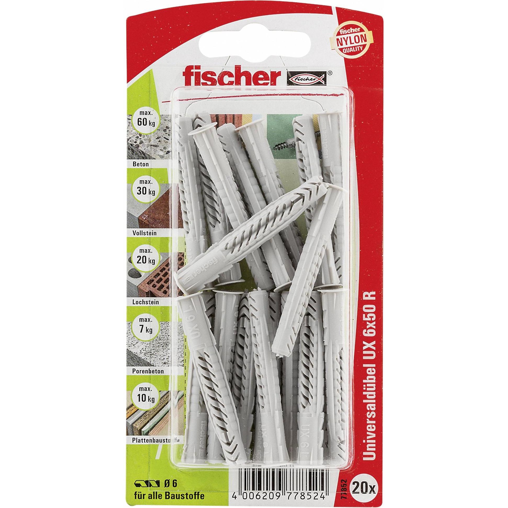 Fischer, Dübel, Universaldübel UX 6x50 R K (20). (20 Stk.)