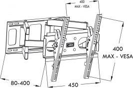 Actual product image Art Uchwyt ścienny do telewizora AR-51 (Obrotowy, ścienne, Uchylny - 60" max. 50kg) (Wall, 60", 50 kg)