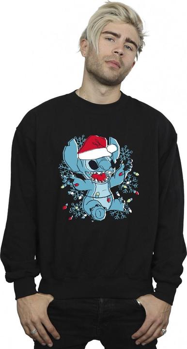 Actual product image Disney Mens Lilo And Stitch Christmas Lights Sketch Sweatshirt (S)