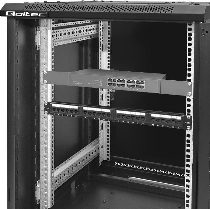Produktbild Qoltec Szafa RACK 19" | 15U | 600 x 600 x 855 | hartowane drzwi | stojąca | nóżki + kółka | stalowa (15 HE, 19 Zoll Rack)