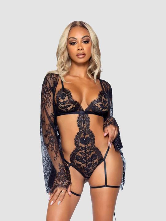 Image du produit Leg Avenue Set Body & Jacke All Romance Schwarz (M)