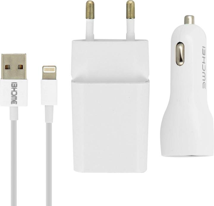 Image du produit Avizar Kit chargeur mural + chargeur allume-cigare + câble Lightning (10 W)