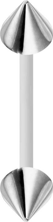 Immagine prodotto Star Piercing Micro banana bianca con due coni argento (Acciaio chirurgico 316L, senza ottone, Bioflex)
