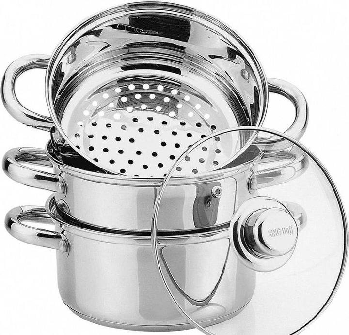 Actual product image Kinghoff STEAM POT, 4 ELEMENTS 22cm KH-3328 (22 cm, Steam cooker, Stainless steel)