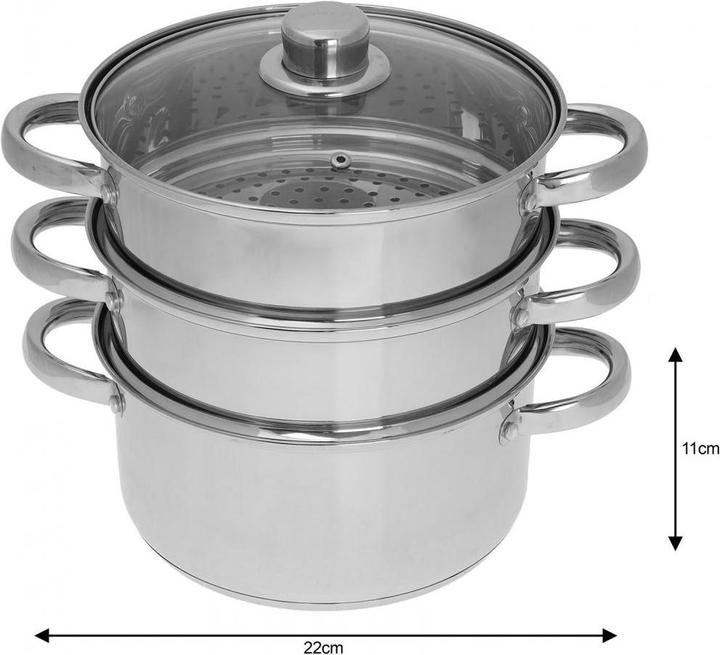 Actual product image Kinghoff STEAM POT, 4 ELEMENTS 22cm KH-3328 (22 cm, Steam cooker, Stainless steel)