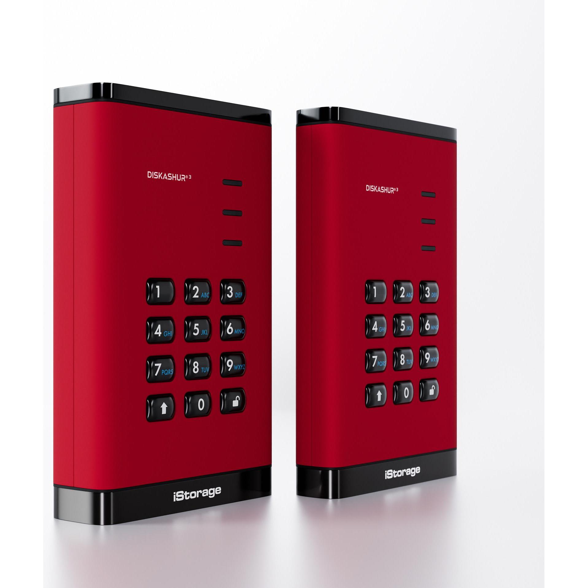 Thumbnail - iStorage diskAshur3 SSD 8TB - Red (8000 GB), Externe SSD, Rot