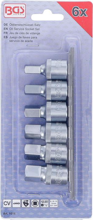 Immagine prodotto BGS Serie di chiavi per tappi olio 12,5 mm (1/2") 6 pz.
