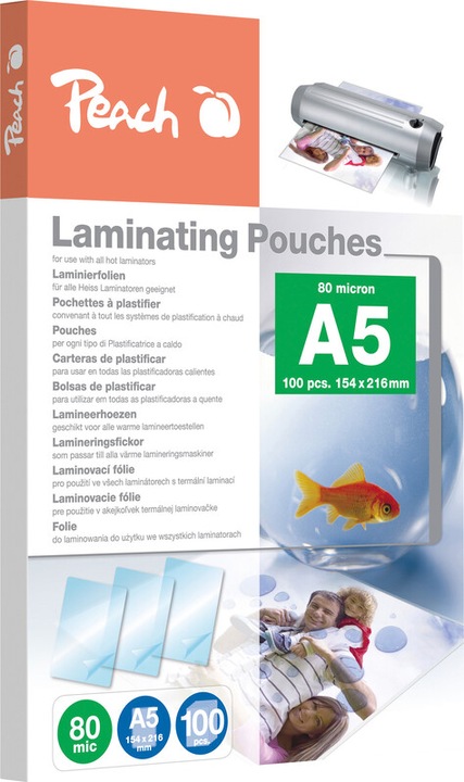 Actual product image Peach Laminating foil A5, 80 µm, 100 pieces, glossy (A5, 100 Piece, 80 µm)