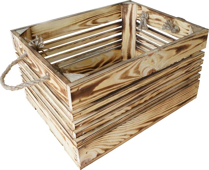 Holz Zollhaus Holzharasse mit Kordel Geflammt, 30 x 38 cm (38 cm, 25.08 l)