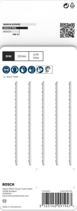Actual product image Bosch Professional Zubehör PRO Hardwood fast T344DF Jigsaw blade, 152 mm, 5 pcs.