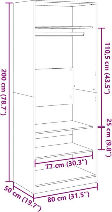 Produktbild vidaXL Alexius (80 x 50 x 200 cm)