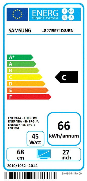 Label énergétique Samsung SyncMaster S27B971D (2560 x 1440 pixels, 27")