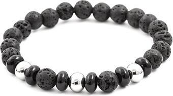 Produktbild Beneto Beaded bracelet made of lava stone and howlite MINK57 - Length: 19 cm (L) (19 cm, Howlite, Lava Stein)