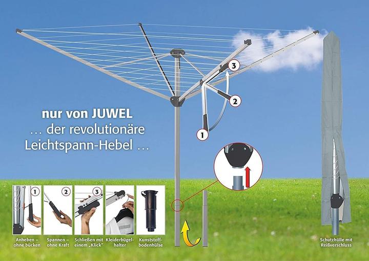 Actual product image Juwel Clothes horse / rotary dryer Novastar 500 Compact easy to open thanks to light tensioning lever (45 m)