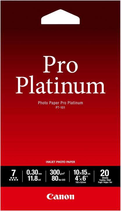 Produktbild Canon PT-101 Pro Platinum (300 g/m², 10 x 15 cm, 20 Stk.)