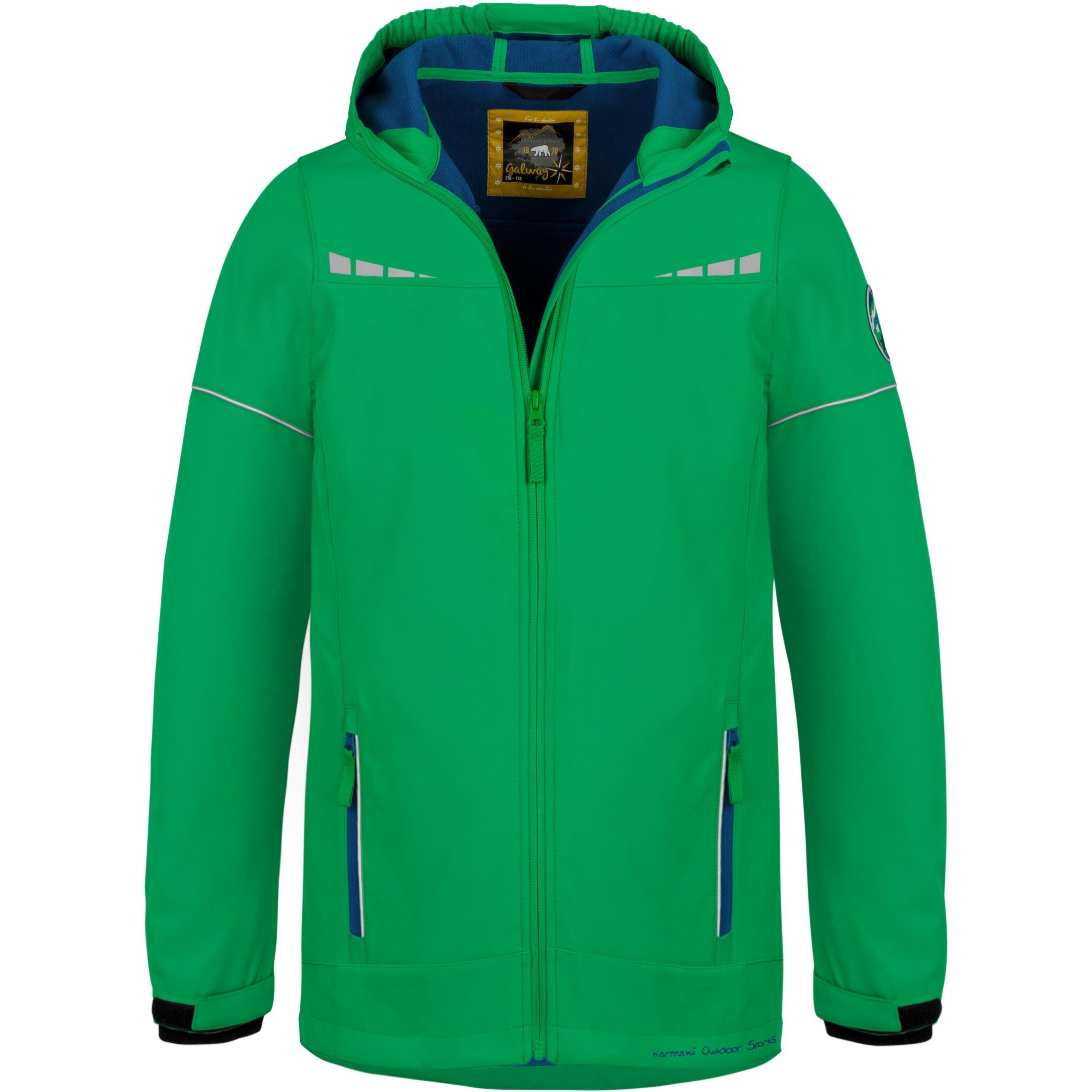 Thumbnail - Normani, Unisex, Jacke, Kinder Softshelljacke Galway (122, 128), Grün, 128, 122