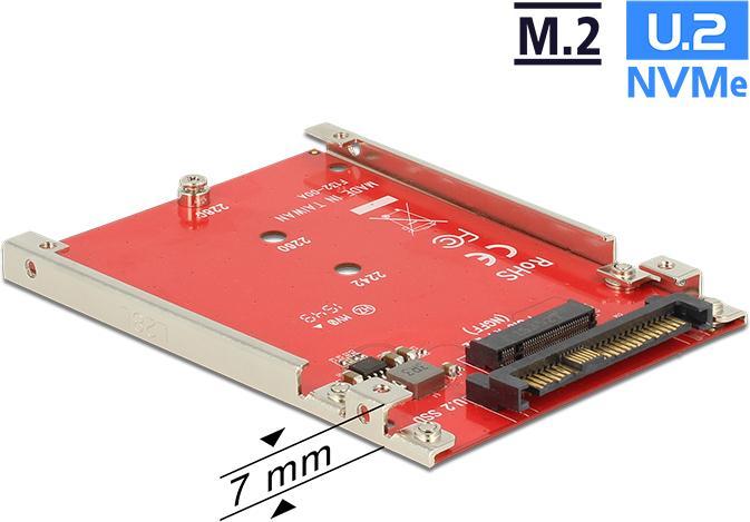 Image du produit Delock Convertisseur U.2 Mini SAS HD SFF-8639 > M.2 Key M PCIe avec cadre 2.5" 7 mm