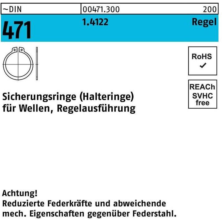 Muttern + Unterlegscheiben, Sicherungsring DIN 471 29 x 1,5 1.4122 Regelausf.