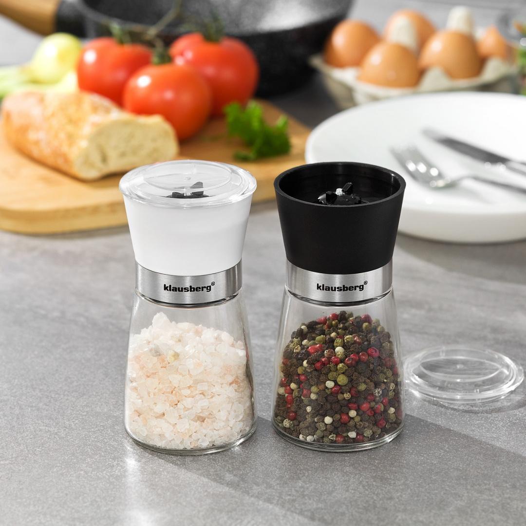 Thumbnail - Klausberg Salt And Pepper Grinder Set Kb-7257, Pfeffermühle + Salzmühle, Weiss, Schwarz
