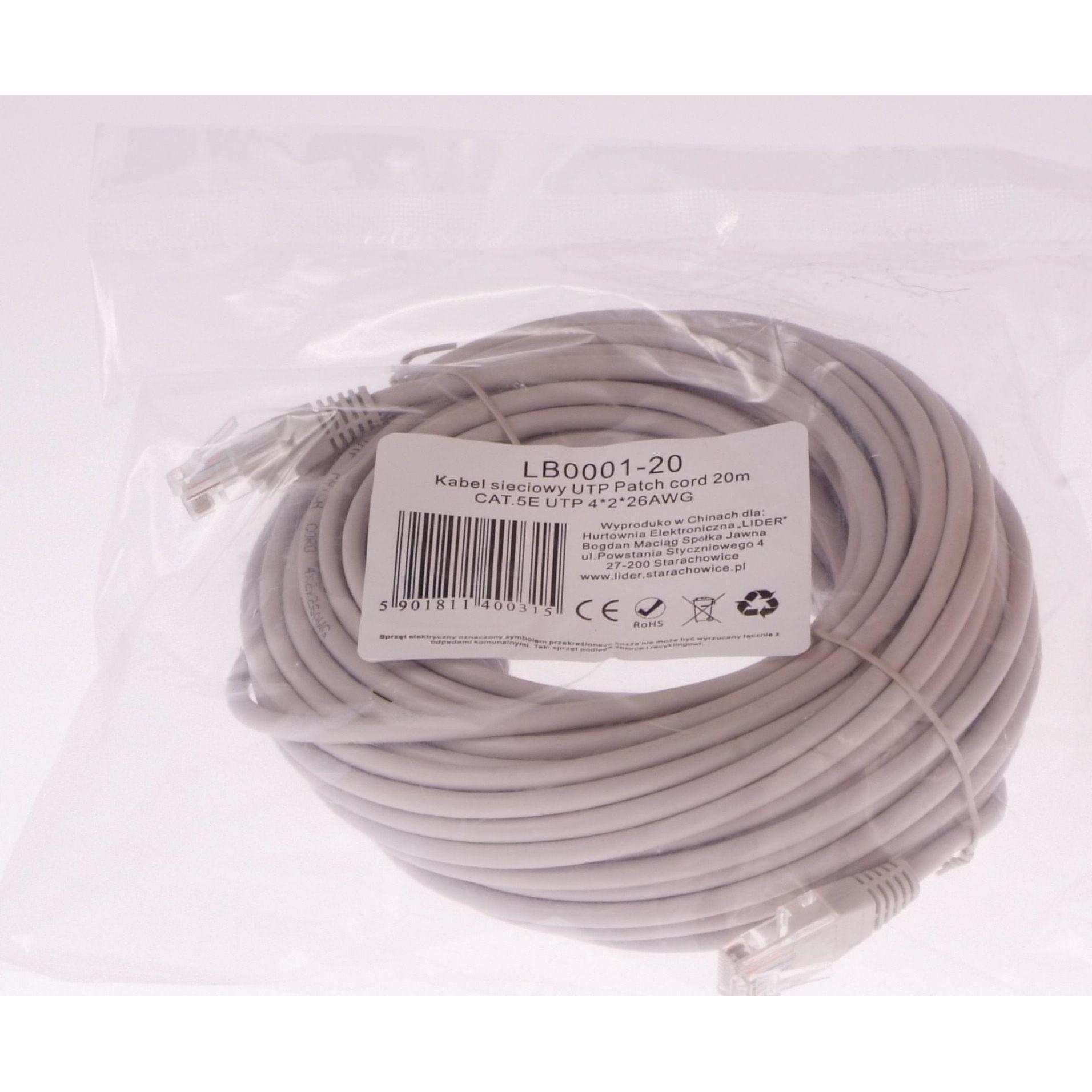 Libox 20m CAT.5E UTP 4x2x26 AWG (20 m), Netzwerkkabel