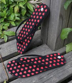 Actual product image Hermex Women Sexy Flip Flop Sandals Sandals Flipflop Black Red Heart/ Size 37 (37)