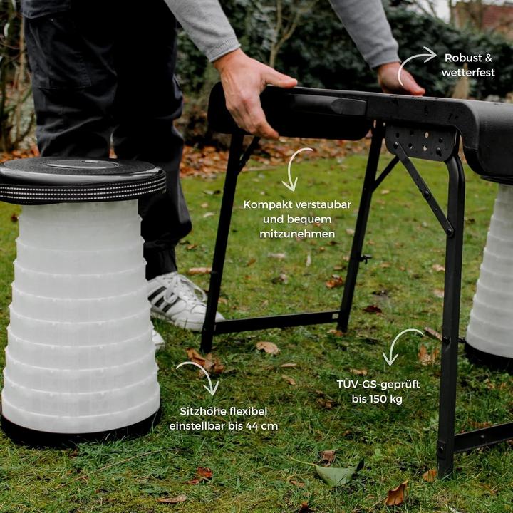 Produktbild Wedo Camping Set 1 Tisch und 2 Teleskophocker NXT schwarz