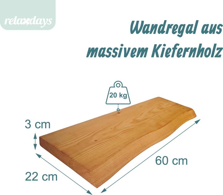 Produktbild Relaxdays Wandregal (60 x 22 x 3 cm)