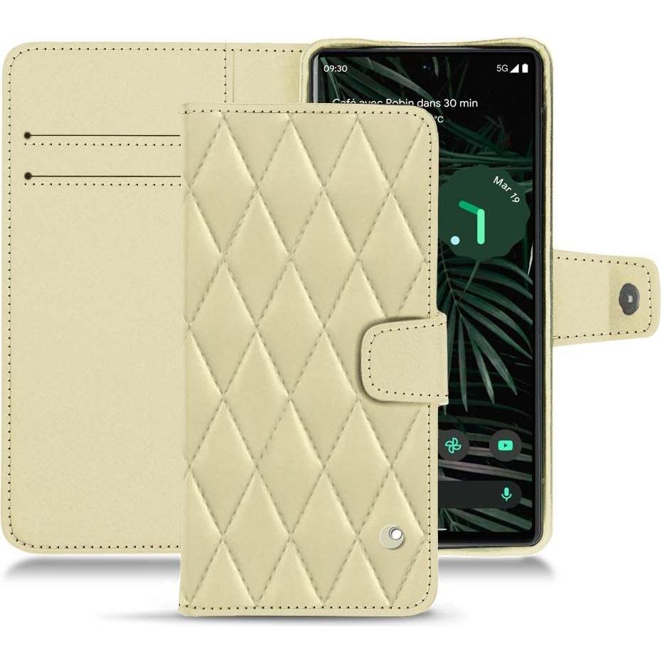 Noreve Lederschutzhülle Wallet (Google Pixel 6 Pro), Smartphone Hülle, Beige