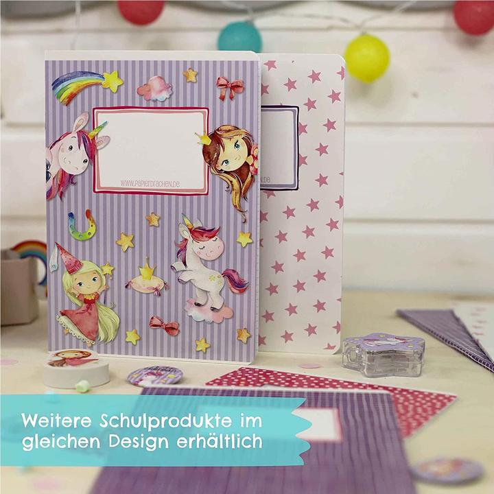 Papierdrachen Schulhefte 4er Set DIN A5 - Einhorn (VE 4) (A5, Kariert, Kein Einband)