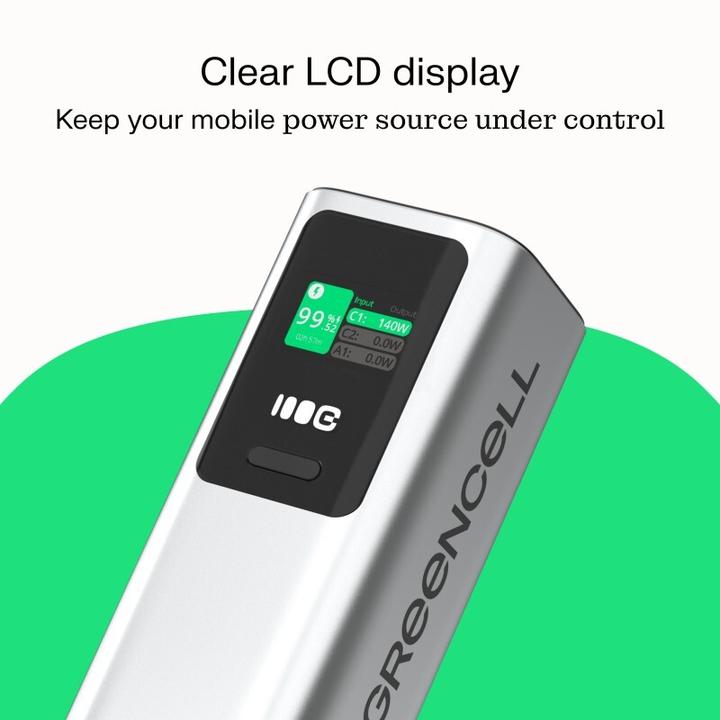 Actual product image GreenCell Powerbank PowerPlay Ultra 25200mAh Schnelles Laden 140W 2x USB-C PD 1x USB-A (25200 mAh, 140 W, 91.20 Wh)