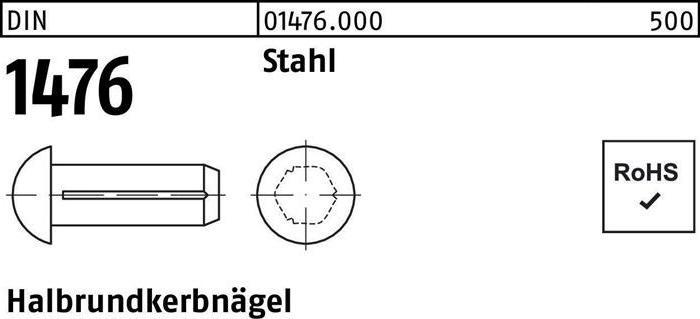 Actual product image Half round grooved nail DIN 1476 2.3 x 8 steel DIN 1476