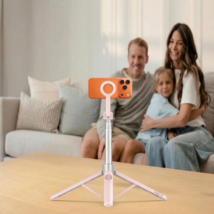Produktbild 4Kom Selfie stick.pl TECH-PROTECT L10S MAGSAFE BLUETOOTH SELFIE STICK TRIPOD PINK/GREY