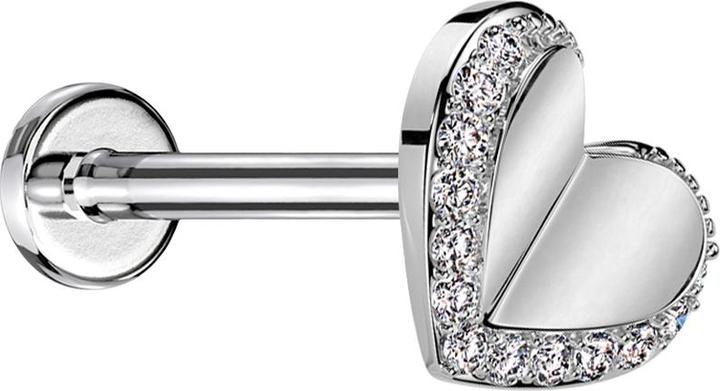 Immagine prodotto Star Piercing Micro Threadless Labret silber Herz silber Kristalle silber (Ottone, Acciaio chirurgico 316L)