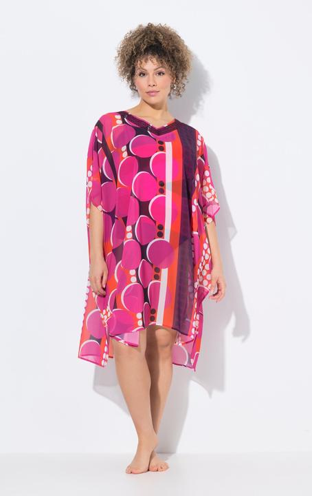 Produktbild Ulla Popken Tunika, Chiffon, Punkte, Oversized, V-Ausschnitt, Halbarm (42, 44, 46, 48)