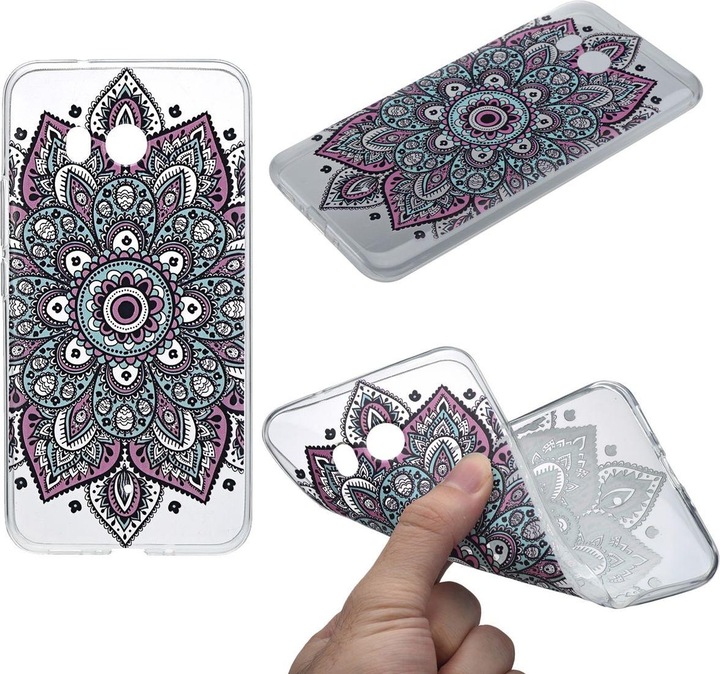 Produktbild König Design Henna Cover für Handy HTC U11 Case Schutz Hülle Silikon Bumper Etuis Tattoo Bunt (HTC U11)