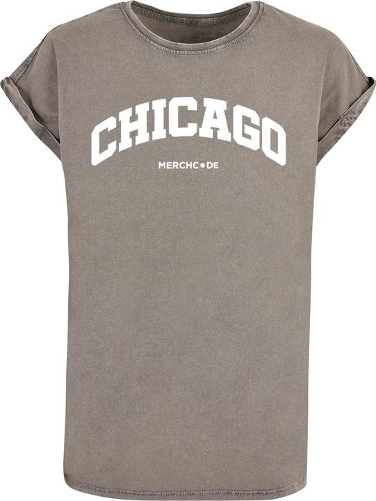 Merchcode Ladies Chicago Wording - Acid Washed T-Shirt - 117981 (M)
