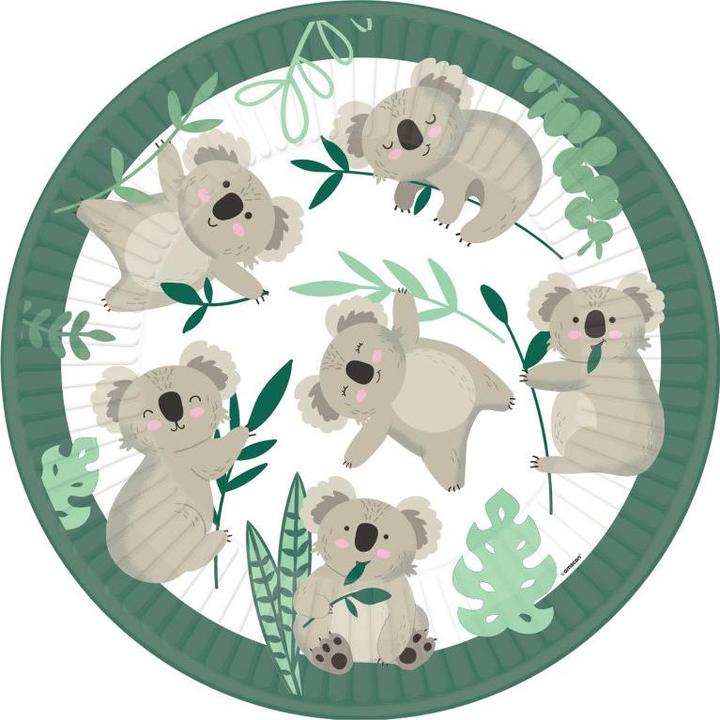 Actual product image Amscan 8 Koala Round Paper Plates 23 cm (8x)