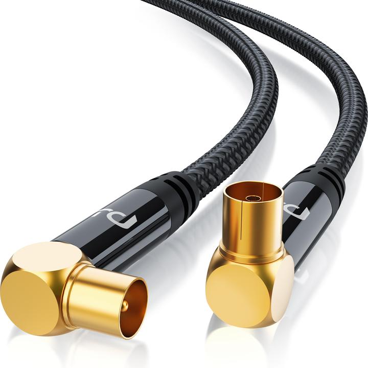Image du produit Primewire Câble d'antenne HDTV coudé avec braiding, Câble coaxial Premium 135dB / 75 Ohm, Câble TV, 4K HDTV (135 dB, Câble d'antenne)